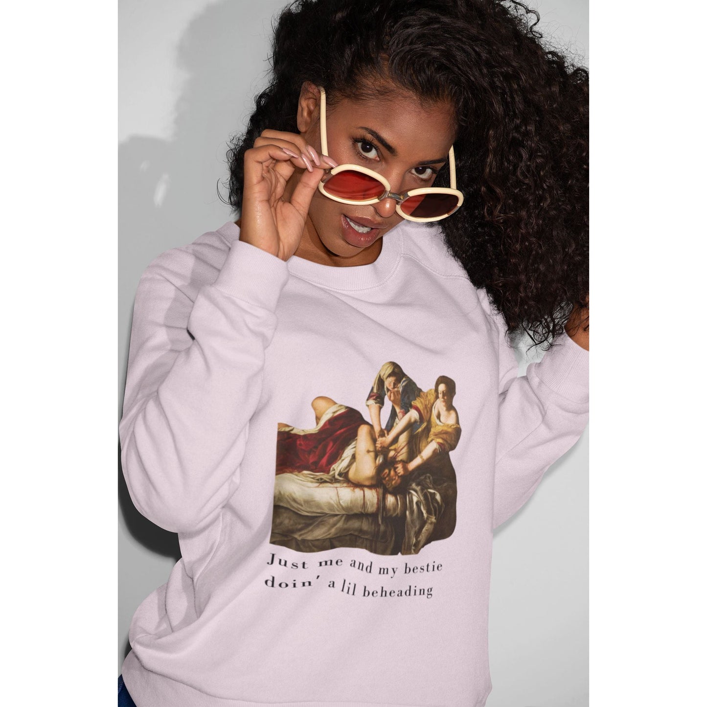 Besties Doing a Nice Beheading! Judith Slaying Holofernes Unisex Heavy Blend™ Crewneck Sweatshirt (Sizes S-5X)