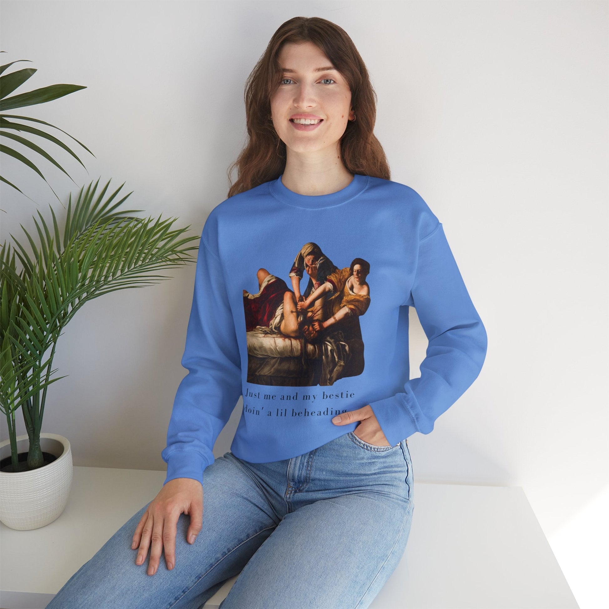 Besties Doing a Nice Beheading! Judith Slaying Holofernes Unisex Heavy Blend™ Crewneck Sweatshirt (Sizes S-5X)