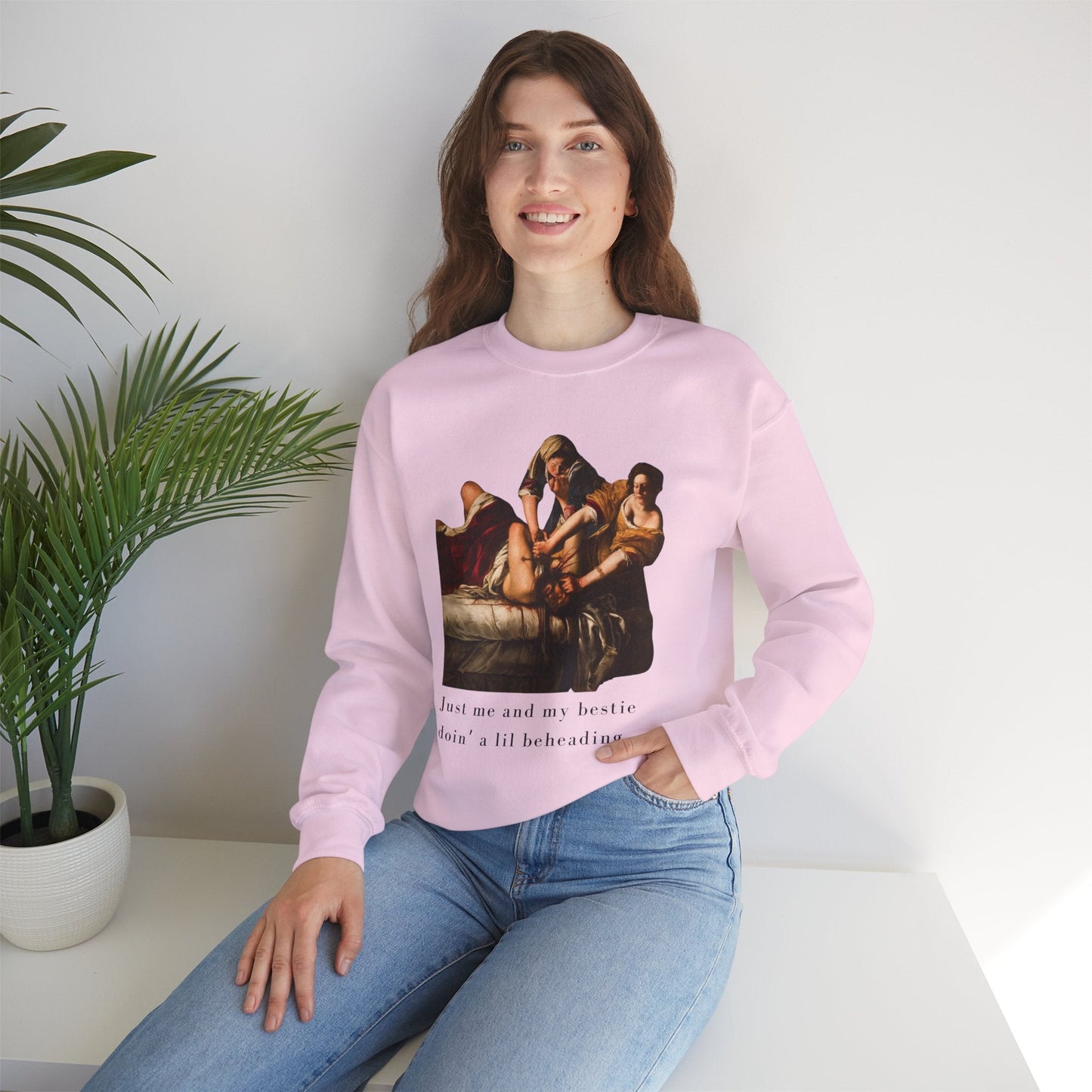 Besties Doing a Nice Beheading! Judith Slaying Holofernes Unisex Heavy Blend™ Crewneck Sweatshirt (Sizes S-5X)