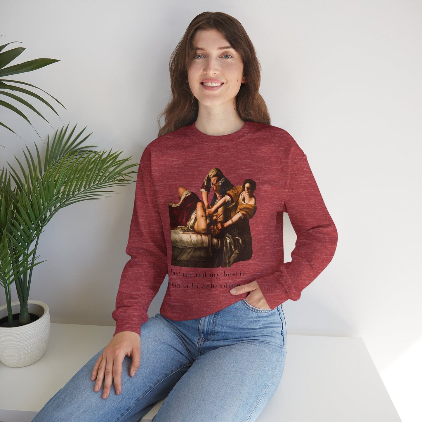 Besties Doing a Nice Beheading! Judith Slaying Holofernes Unisex Heavy Blend™ Crewneck Sweatshirt (Sizes S-5X)