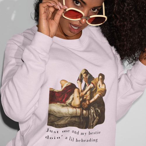 Besties Doing a Nice Beheading! Judith Slaying Holofernes Unisex Heavy Blend™ Crewneck Sweatshirt (Sizes S-5X)