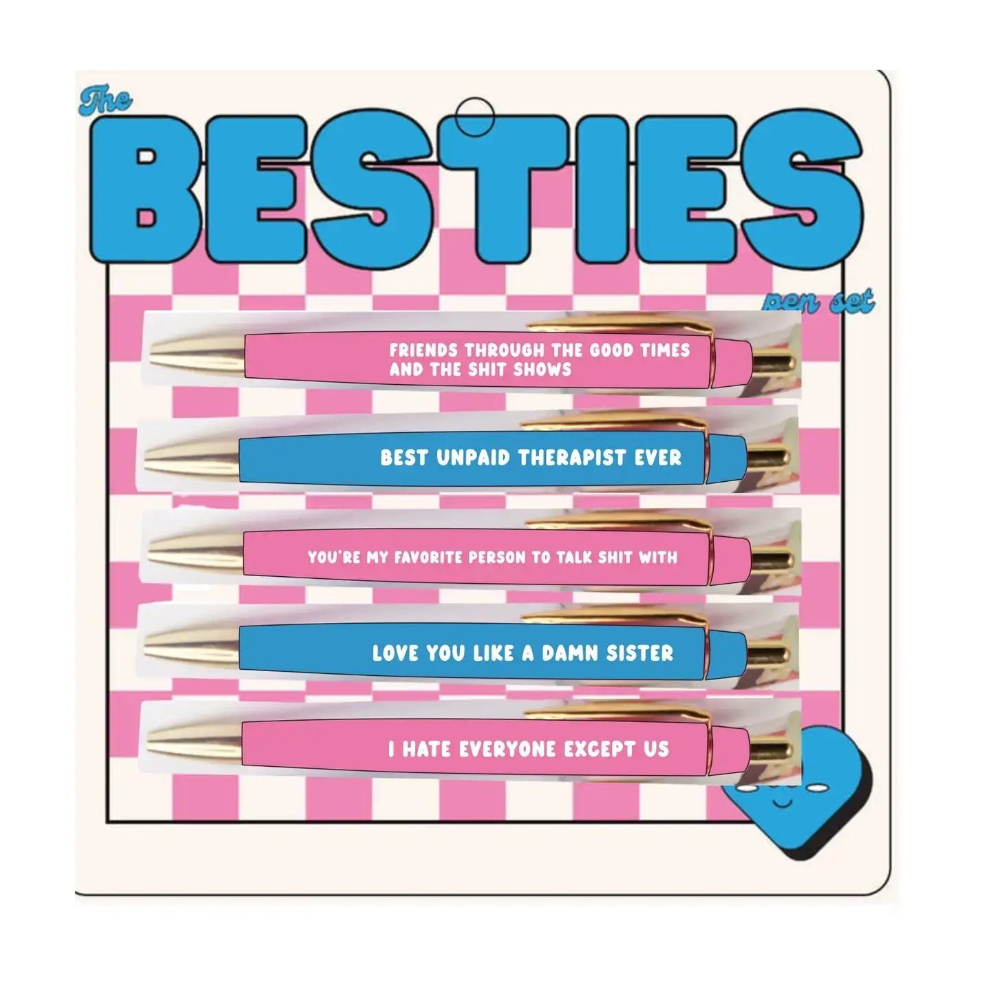 Besties Pen Set | Funny Best Friends Gift | Set of 5 Ballpoint Pen
