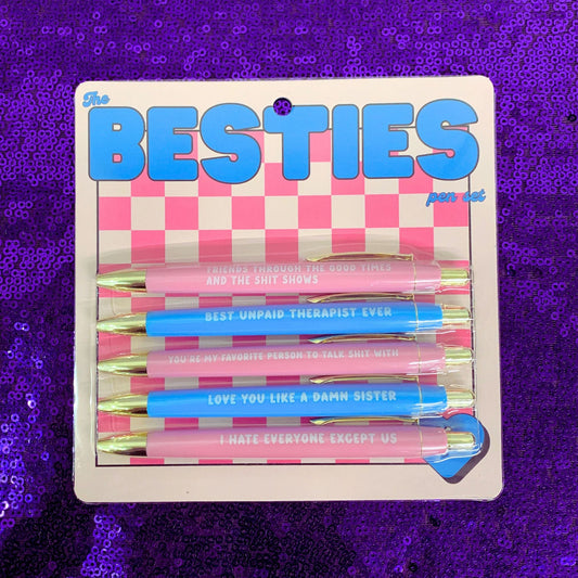 Besties Pen Set | Funny Best Friends Gift | Set of 5 Ballpoint Pen
