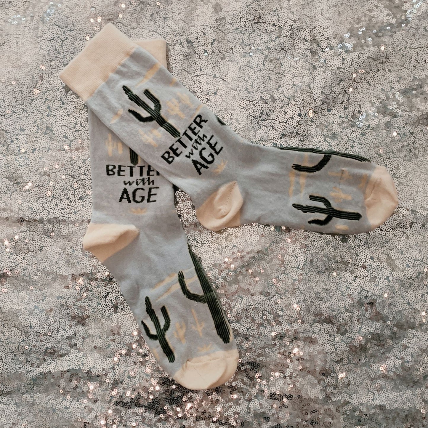 Better With Age Socks | Cactus Plants Illustration