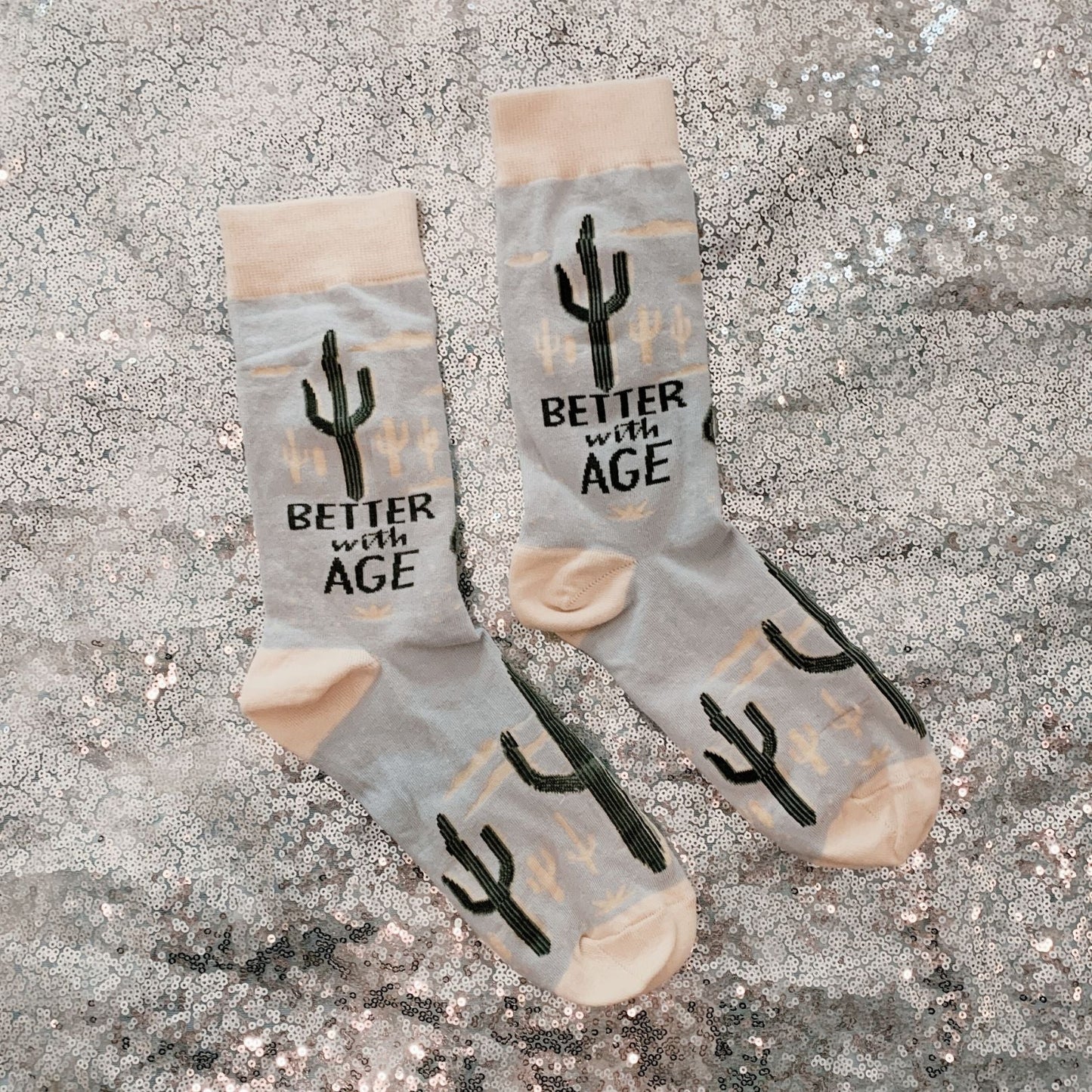 Better With Age Socks | Cactus Plants Illustration