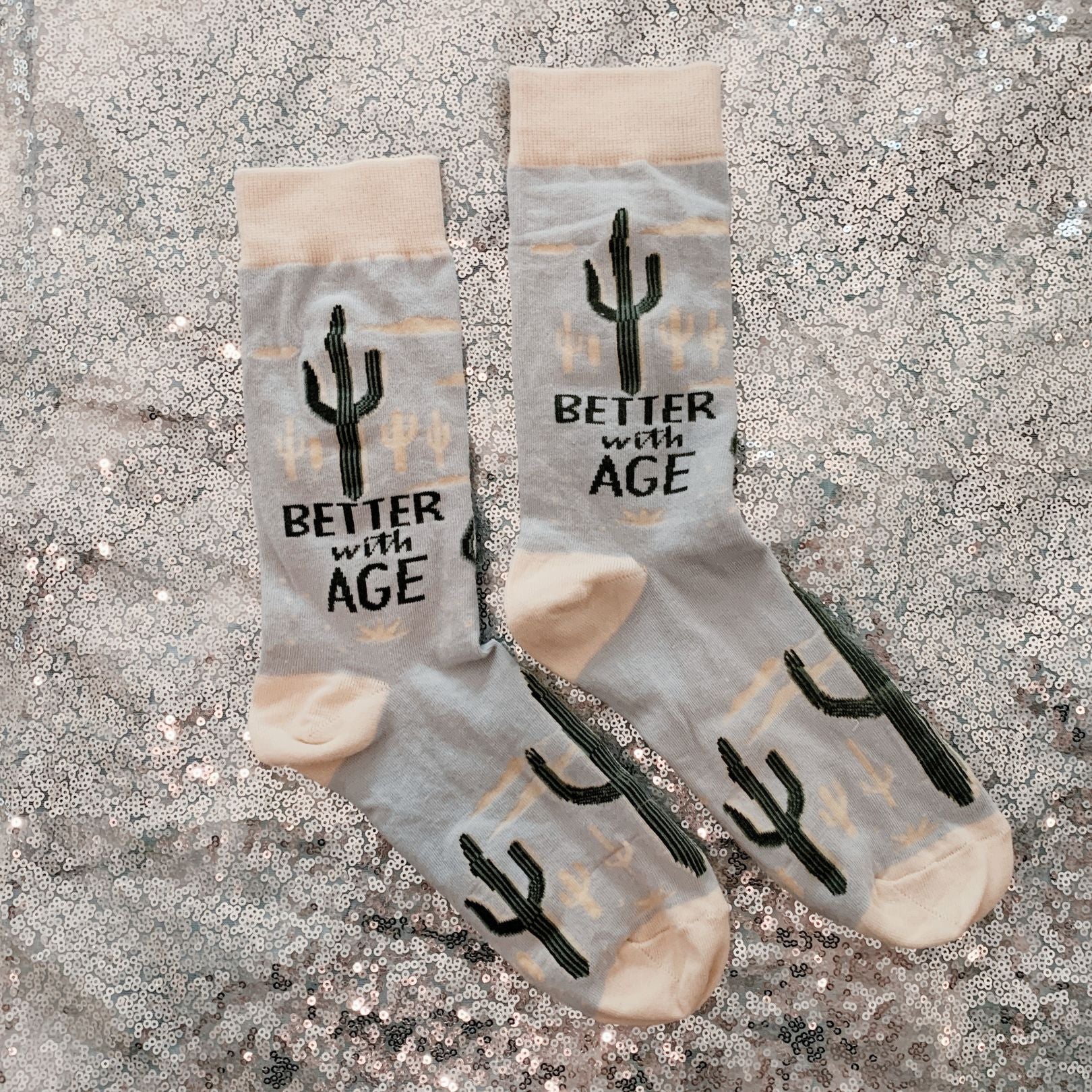 Better With Age Socks | Cactus Plants Illustration