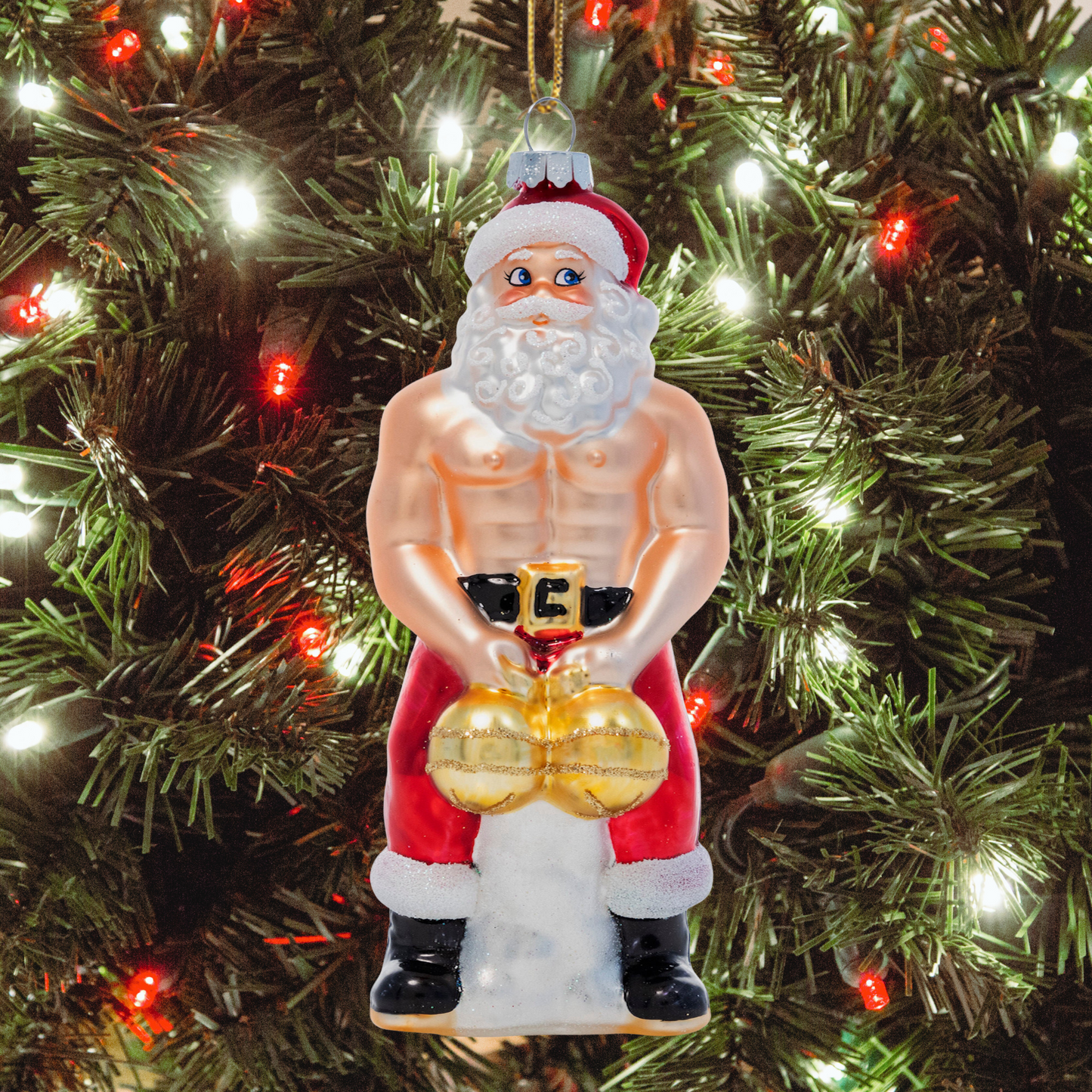 Big Balls Claus Hand-Blown Glass Christmas Holiday Ornament | Naughty Funny Xmas Gift