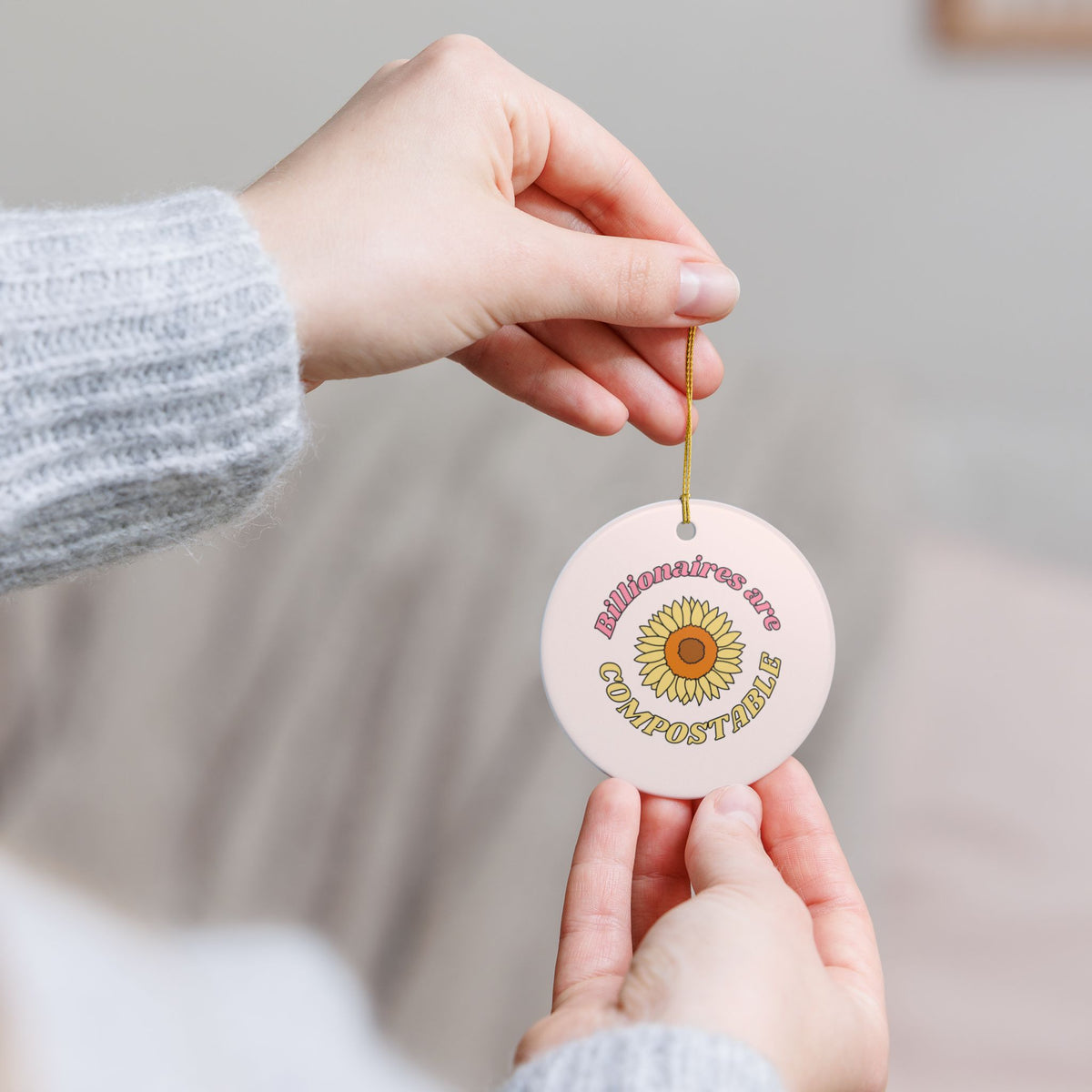 Billionaires are Compostable Ceramic Ornament | Funny Political Holiday Ornament