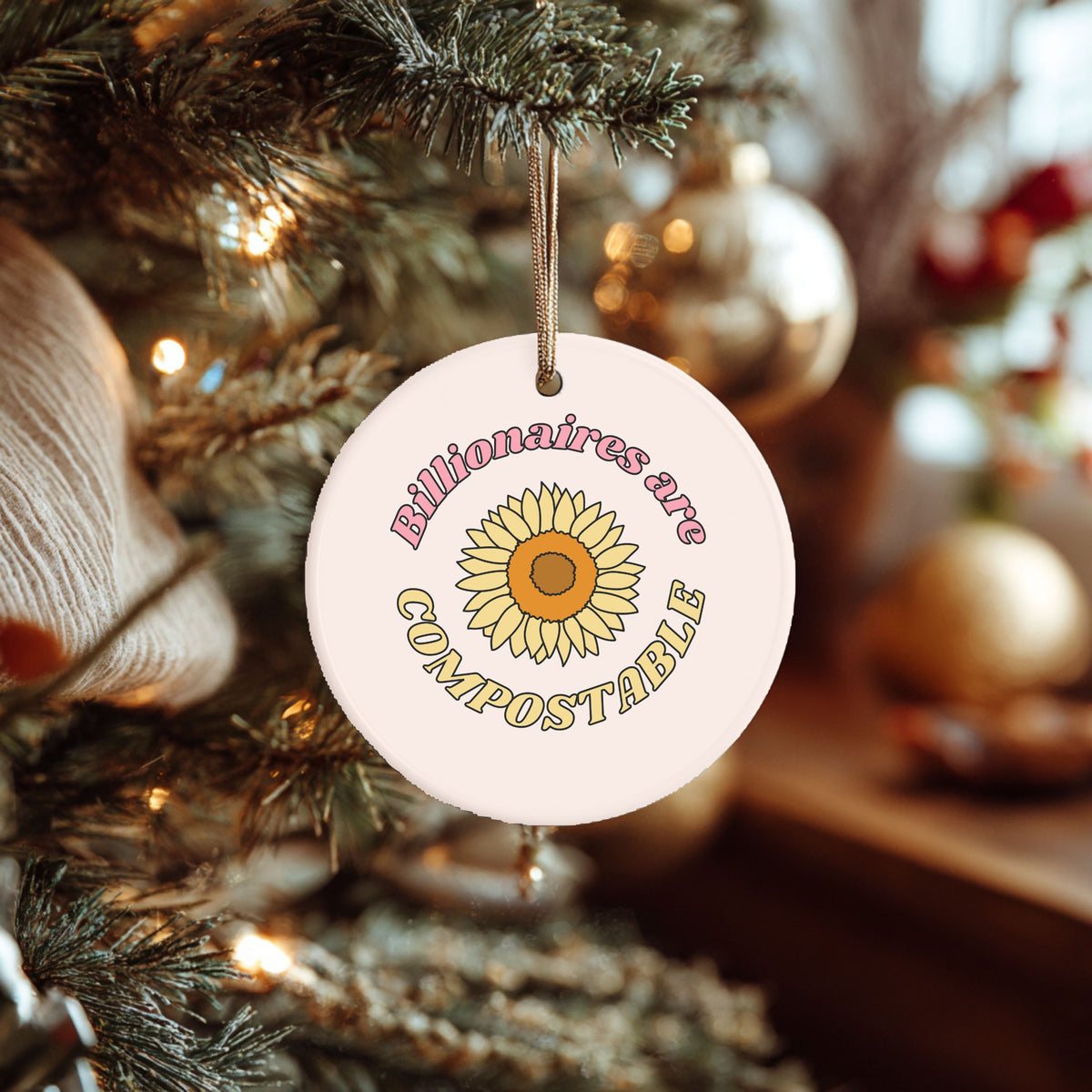 Billionaires are Compostable Ceramic Ornament | Funny Political Holiday Ornament