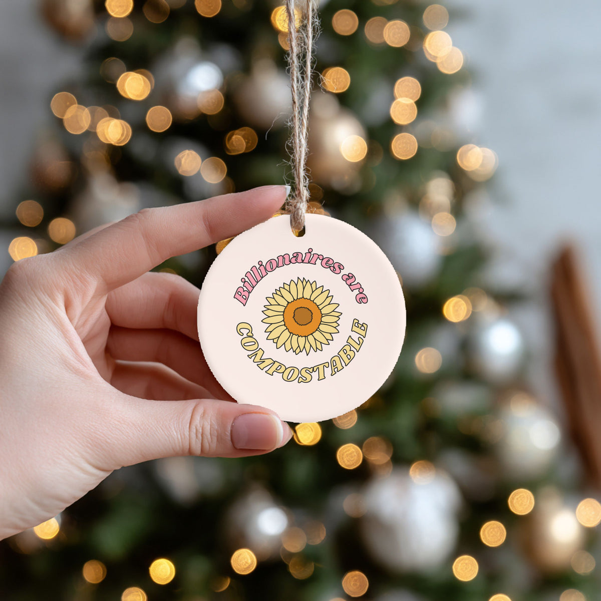 Billionaires are Compostable Ceramic Ornament | Funny Political Holiday Ornament
