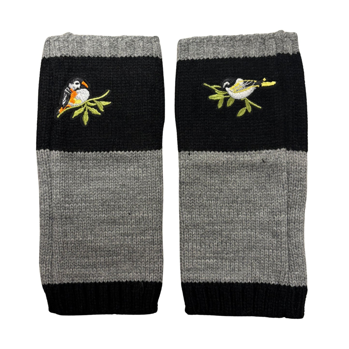 Bird Applique Arm Warmers | Fingerless Gloves in Black, Pink, or Green