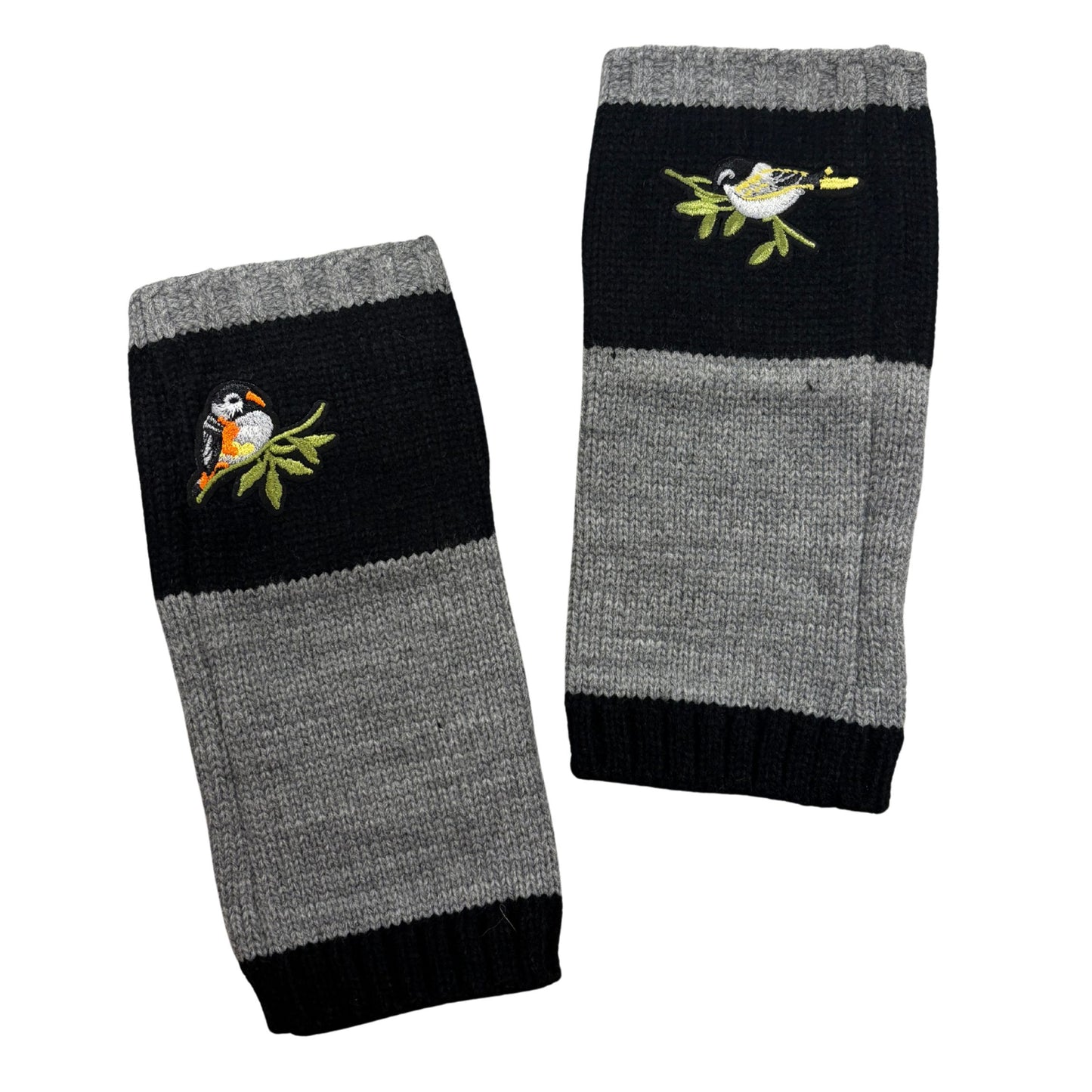 Bird Applique Arm Warmers | Fingerless Gloves in Black, Pink, or Green