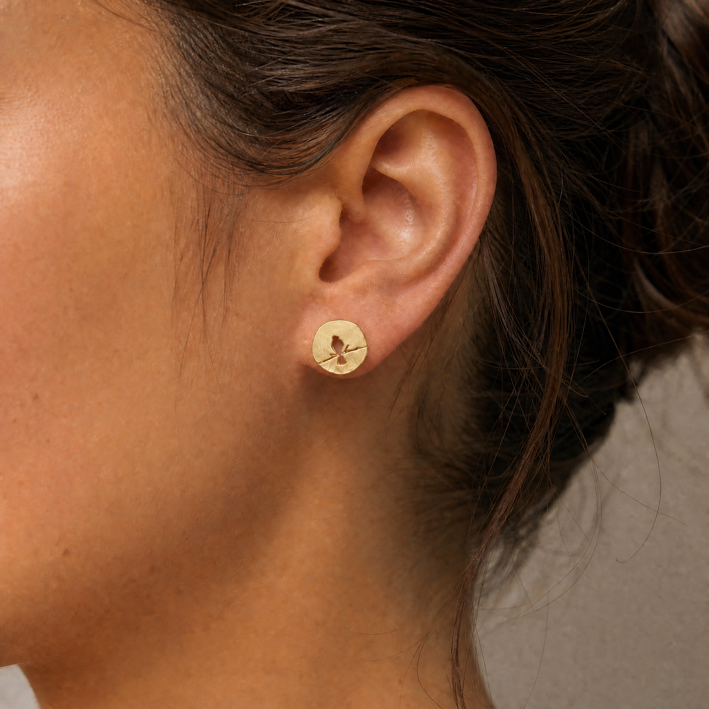 Bird on a Wire Gold Disc Earring