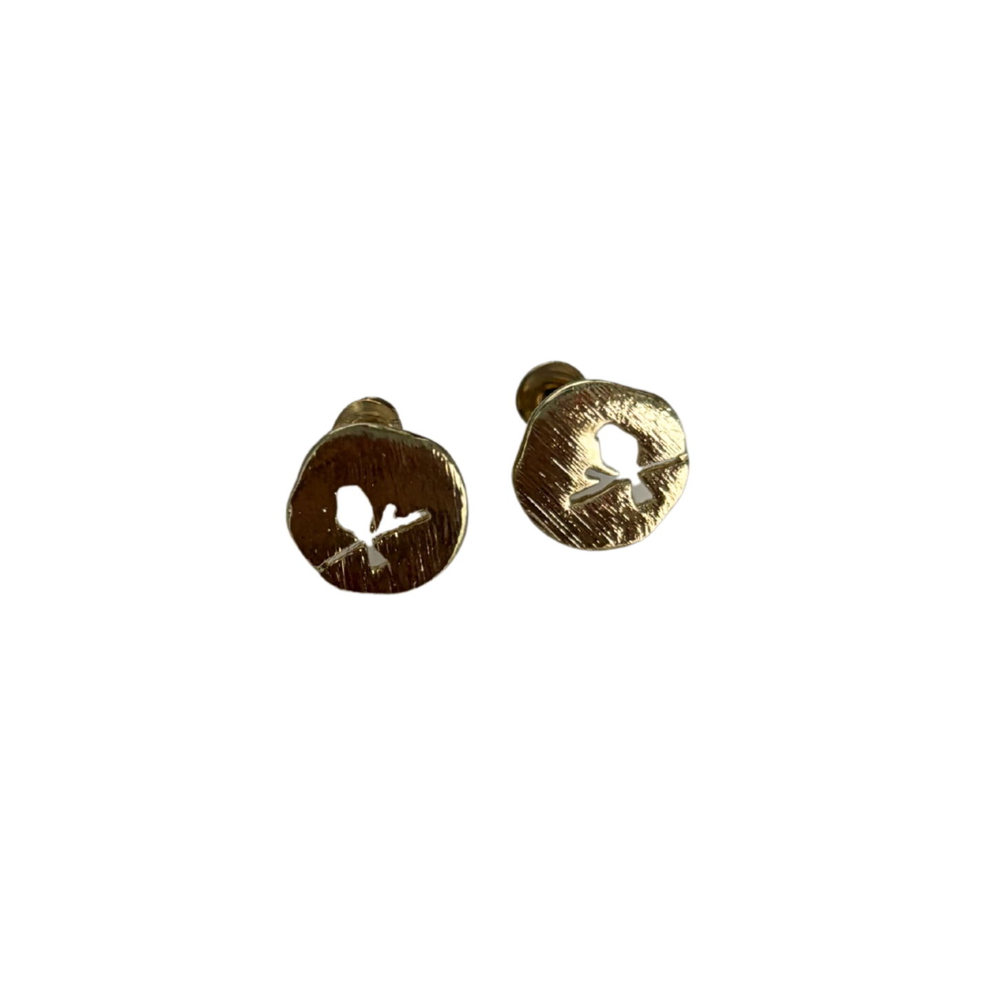 Bird on a Wire Gold Disc Earring