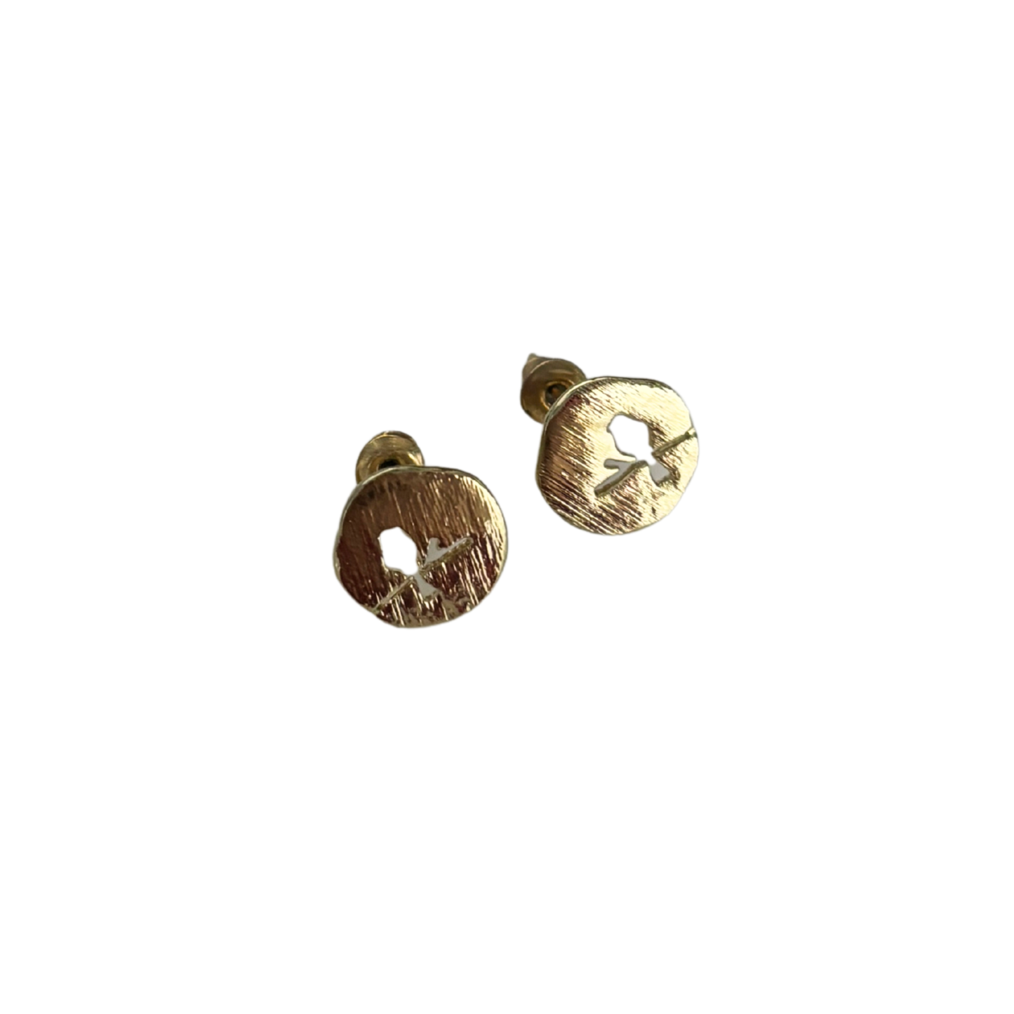 Bird on a Wire Gold Disc Earring