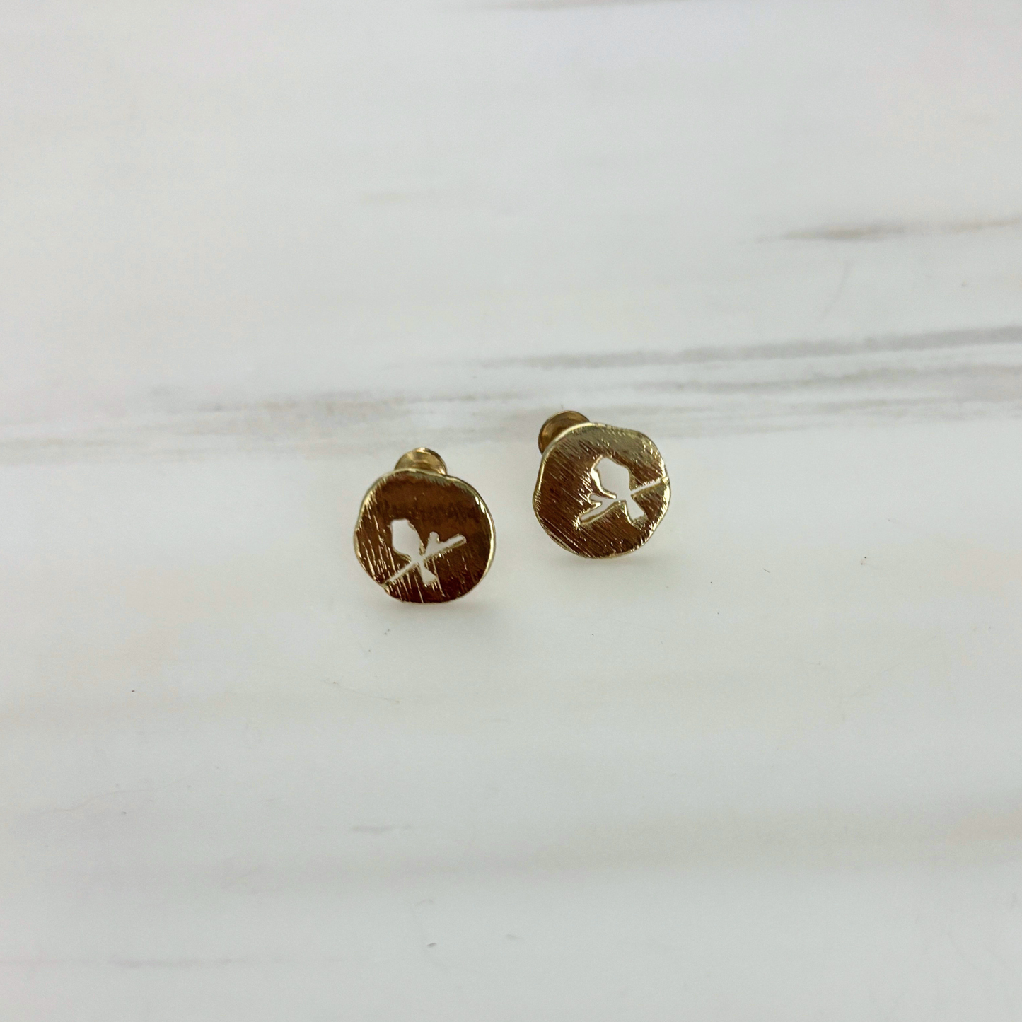 Bird on a Wire Gold Disc Earring