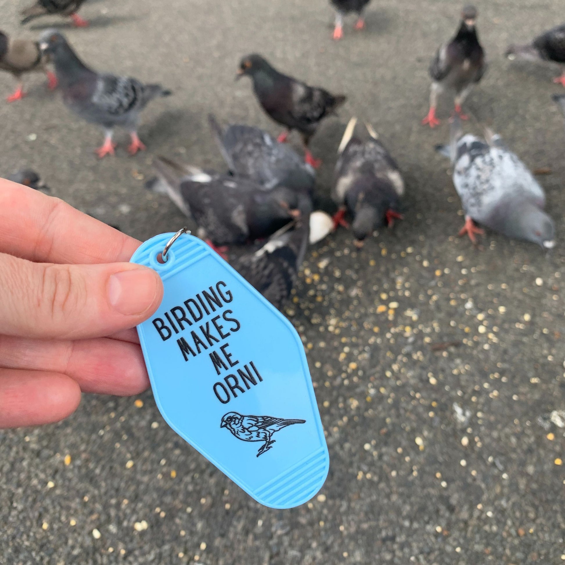 Birding Makes Me Orni Birdwatching Pun Motel Keychain