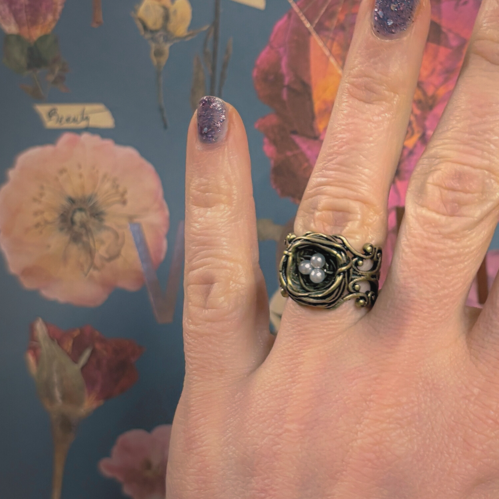 Bird's Nest Ring in Old Gold Vintage Adjustable Size – The