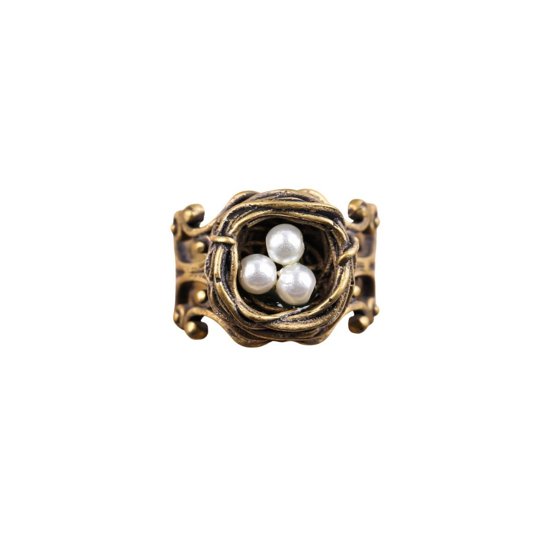 Bird's Nest Ring in Old Gold | Vintage | Adjustable Size | In a Gift Box