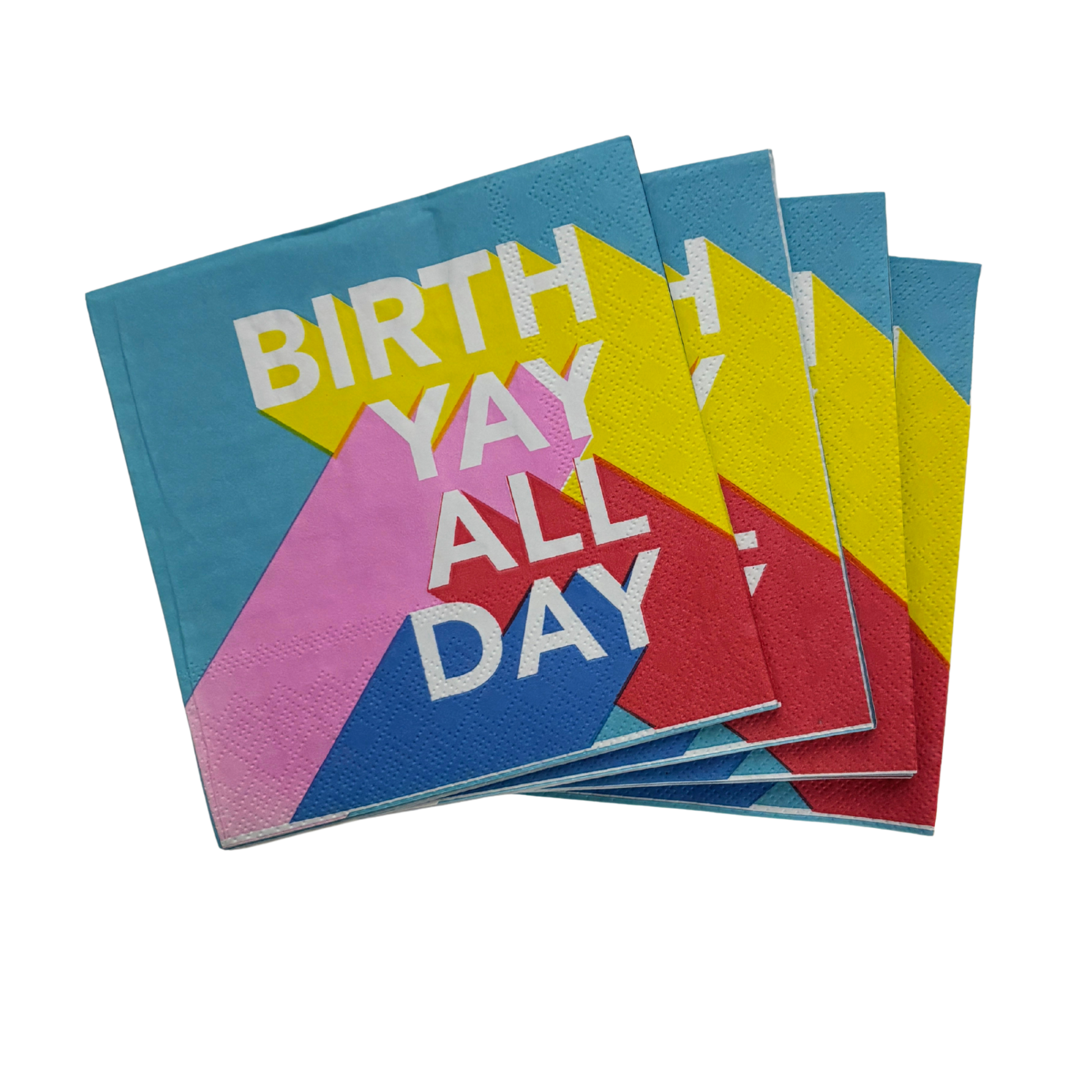 Birth Yay All Day Beverage Napkins | Birthday Cocktail Party Paper Napkin | 5"