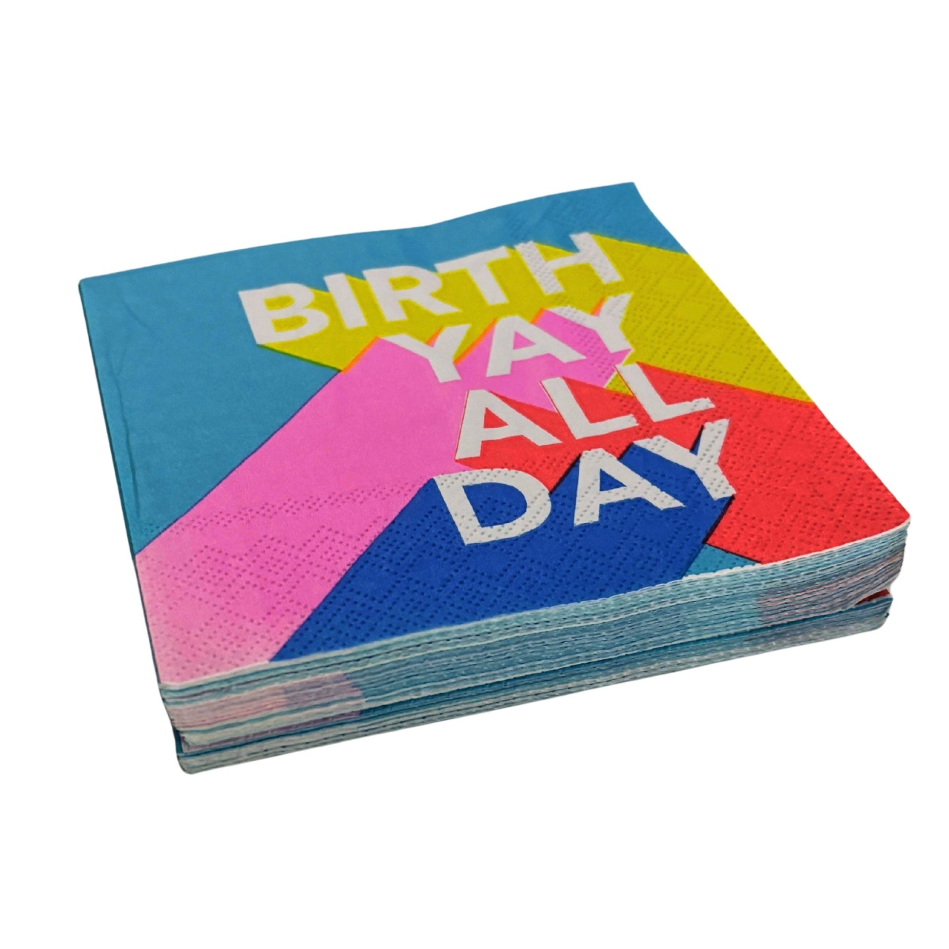 Birth Yay All Day Beverage Napkins | Birthday Cocktail Party Paper Napkin | 5"