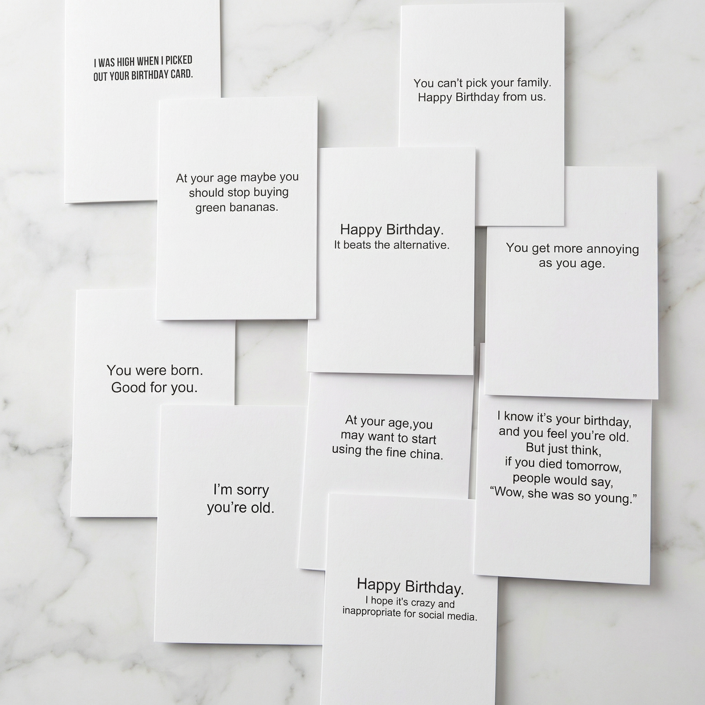 Birthday Cards Set of 10 Minimalist Cards - All Different