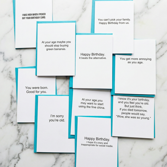 Birthday Cards Set of 10 Minimalist Cards - All Different