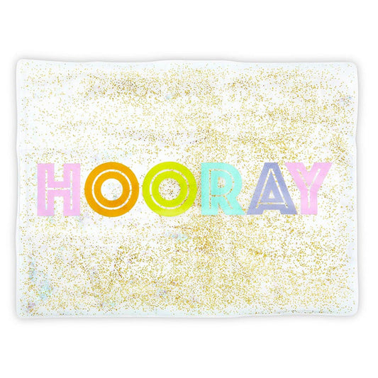 Birthday Girl/Boy "Hooray" Glitter Confetti Single Placemat | Reusable Vinyl Table Place Mat for Birthday Parties