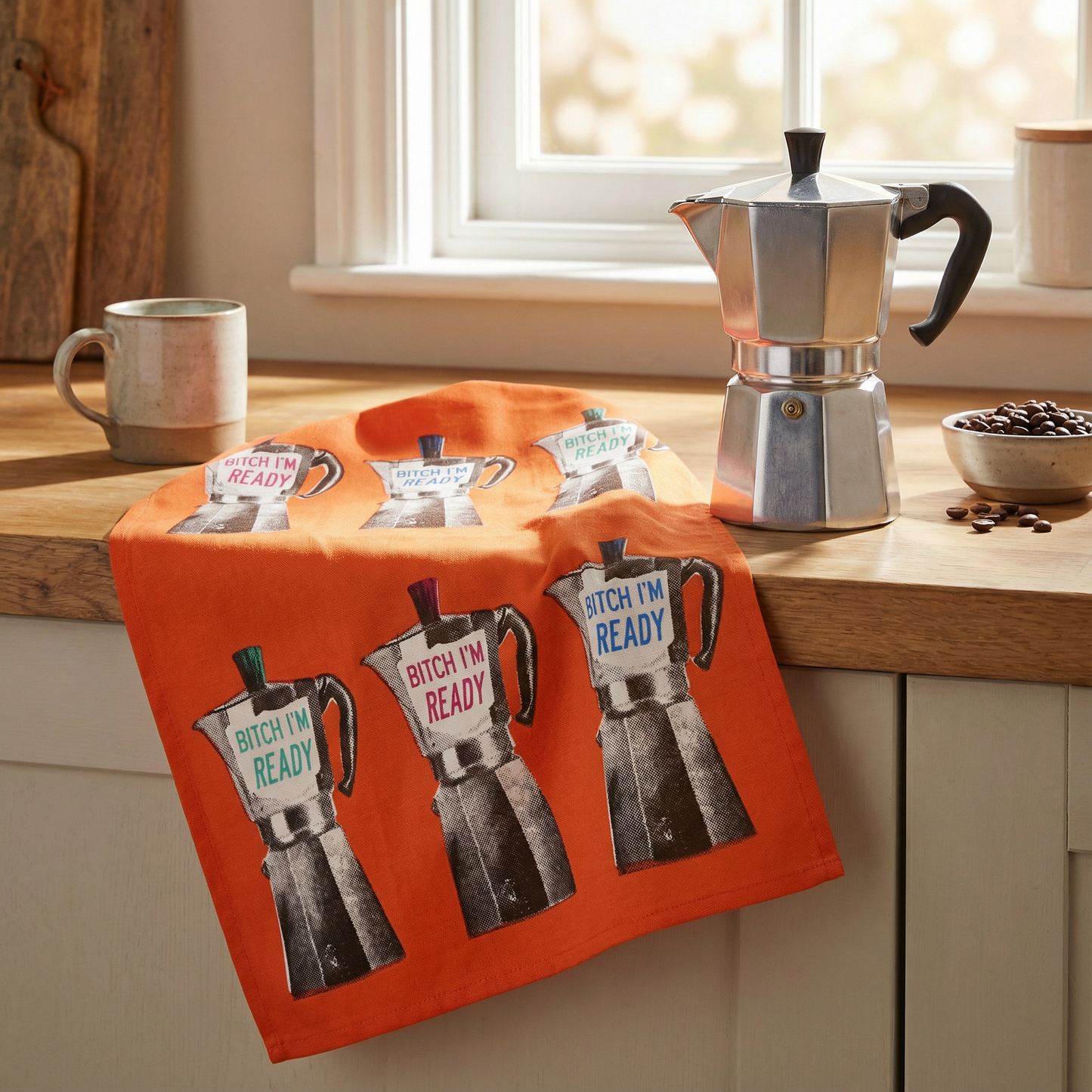 Bitch I'm Ready Funny Screen-Printed Snarky Dish Cloth Towel | BlueQ at GetBullish