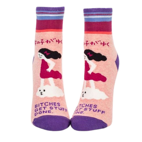 Bitches Get Stuff Done Women's Ankle Socks | BlueQ at GetBullish