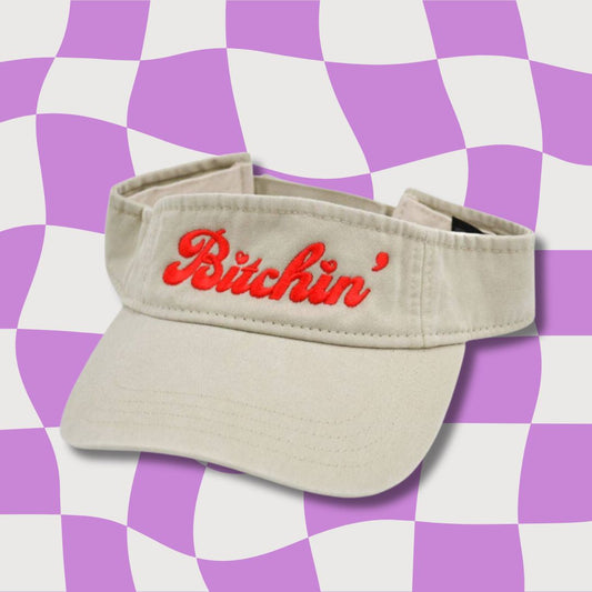 Bitchin' Visor | Funny Embroidered Velcro Sun Hat | Adjustable Outdoor Beach Cap