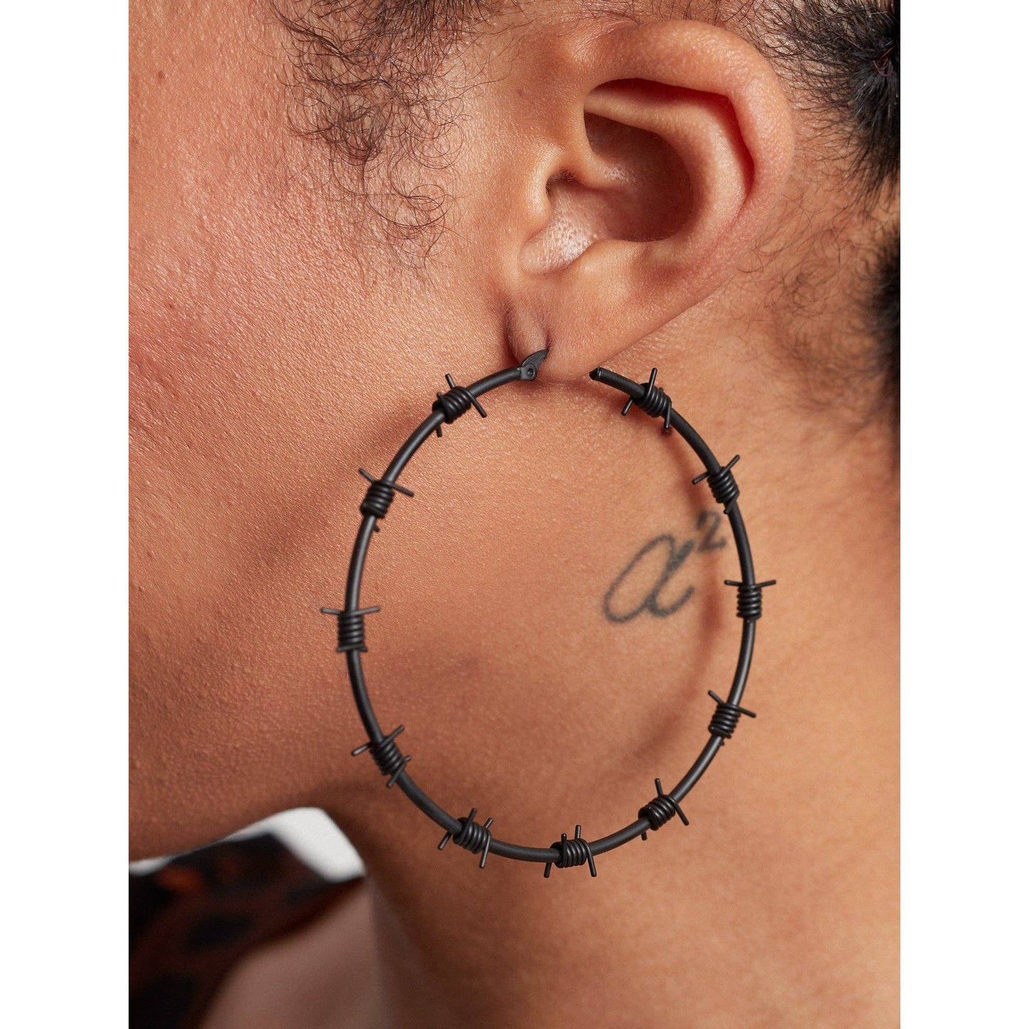 Black Barbed Wire Hoop Earrings