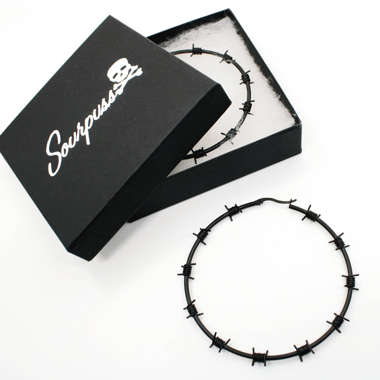 Black Barbed Wire Hoop Earrings