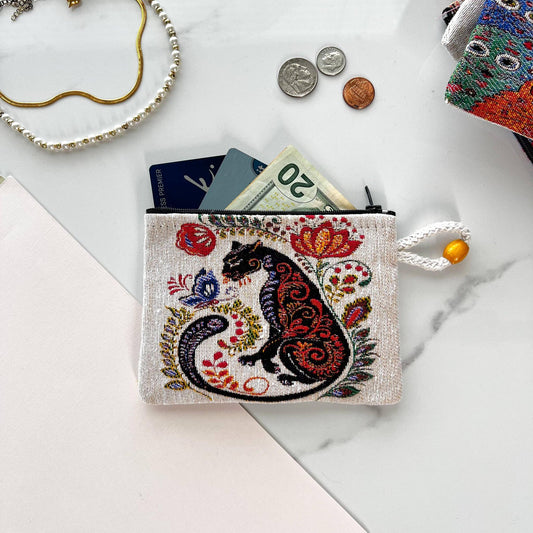 Black Cat Coin Purse | Handmade in Turkey | 4" x 5"
