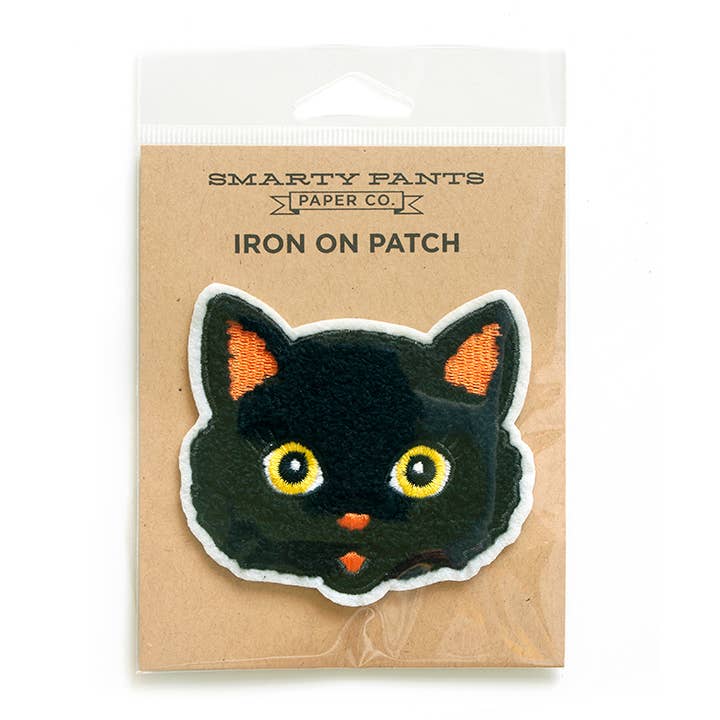 Black Cat Fuzzy Patch | 3.25" x 3" | Iron or Sew On