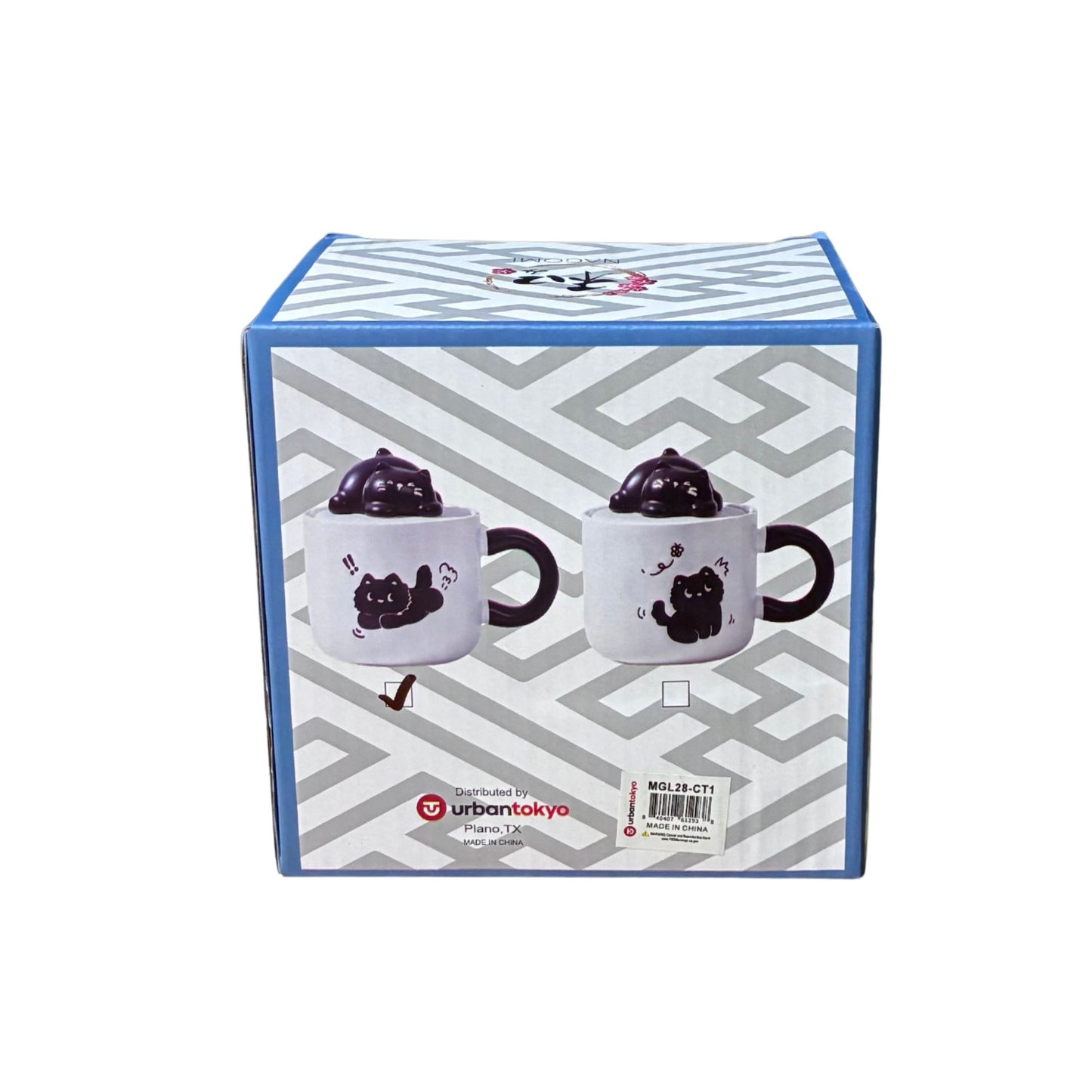 Black Cat Mug with Lid & Spoon | Stoneware Coffee Cup | Gift for Cat Lovers | 13oz