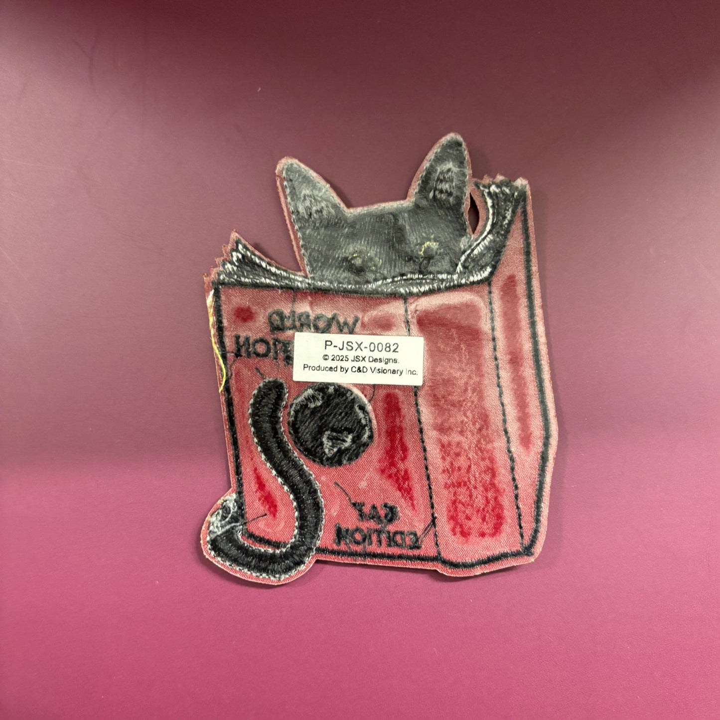 Black Cat Reading World Domination Patch | Funny Iron-On Embroidered Cat Patch