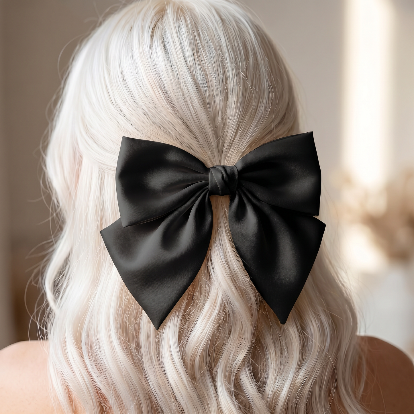 Black & Cream Hair Bow Barrettes | Women's Bow Hair Clips | One Size