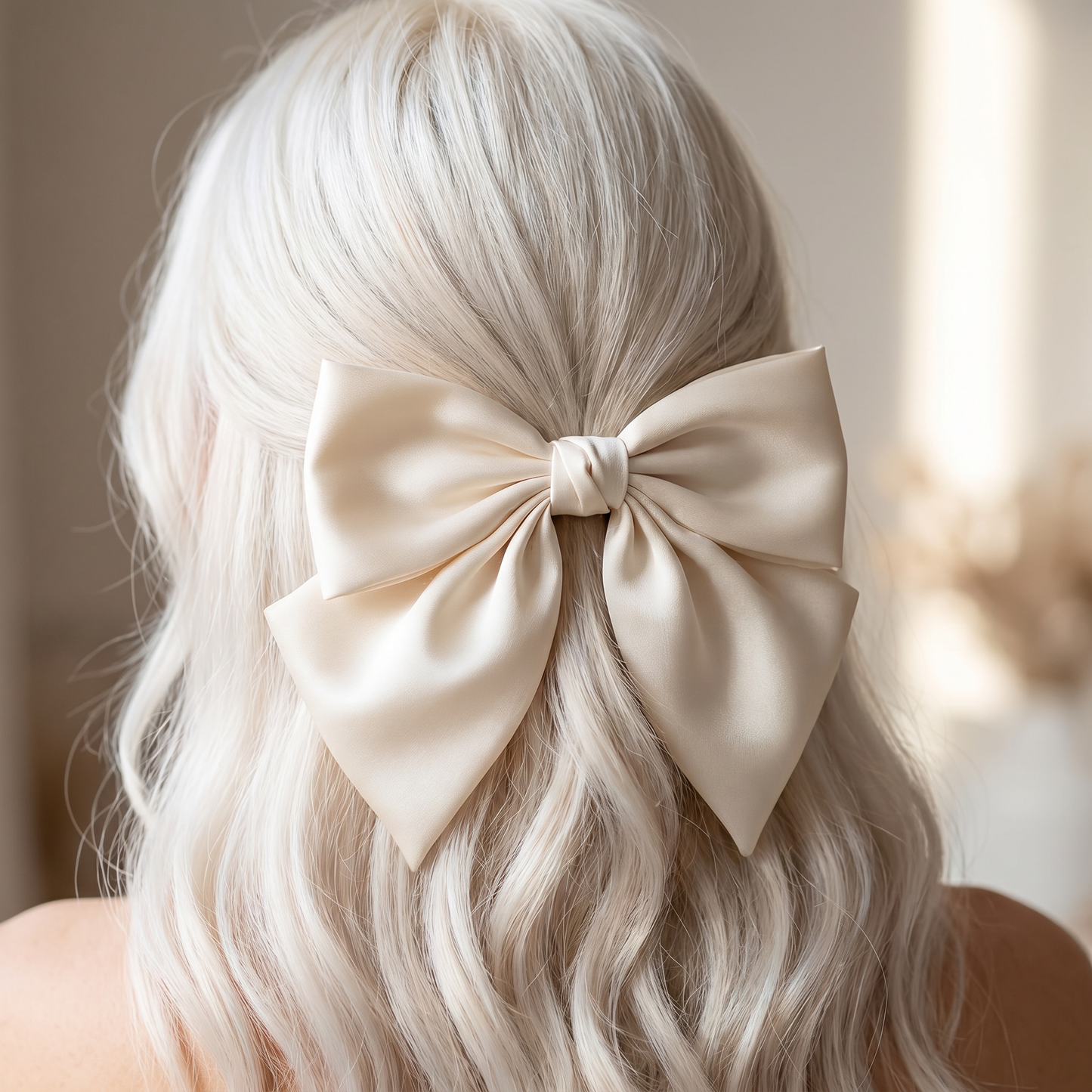 Black & Cream Hair Bow Barrettes | Women's Bow Hair Clips | One Size