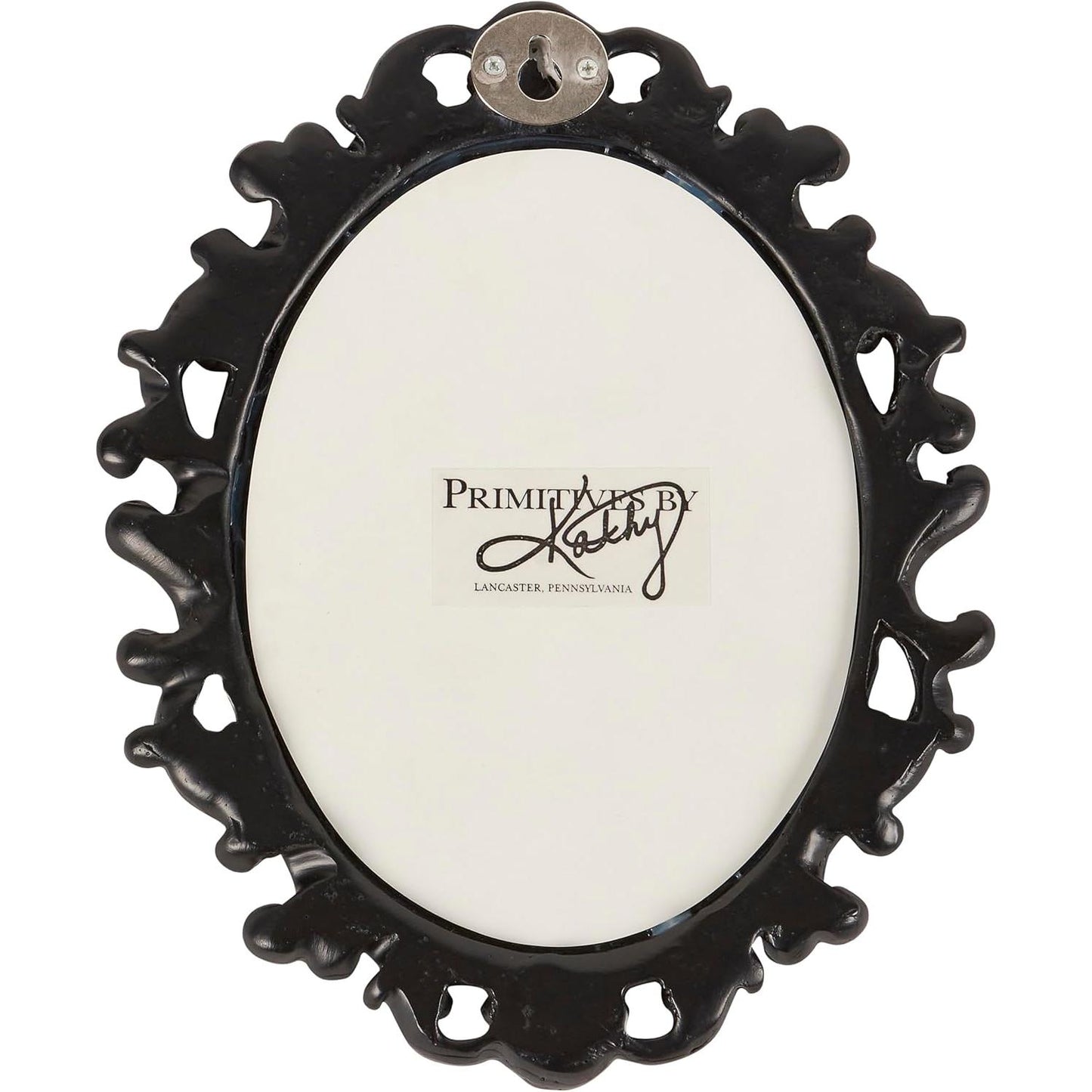 Black Filigree Mini Oval Mirror | Vintage Small Moody Gothic Wall Mirror  7.75" L x 6.25" W