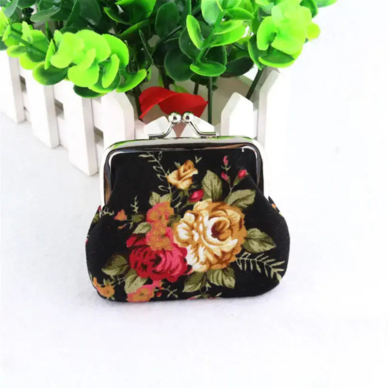 Black Floral Coin Purse | Cute Small Trinkets Storage