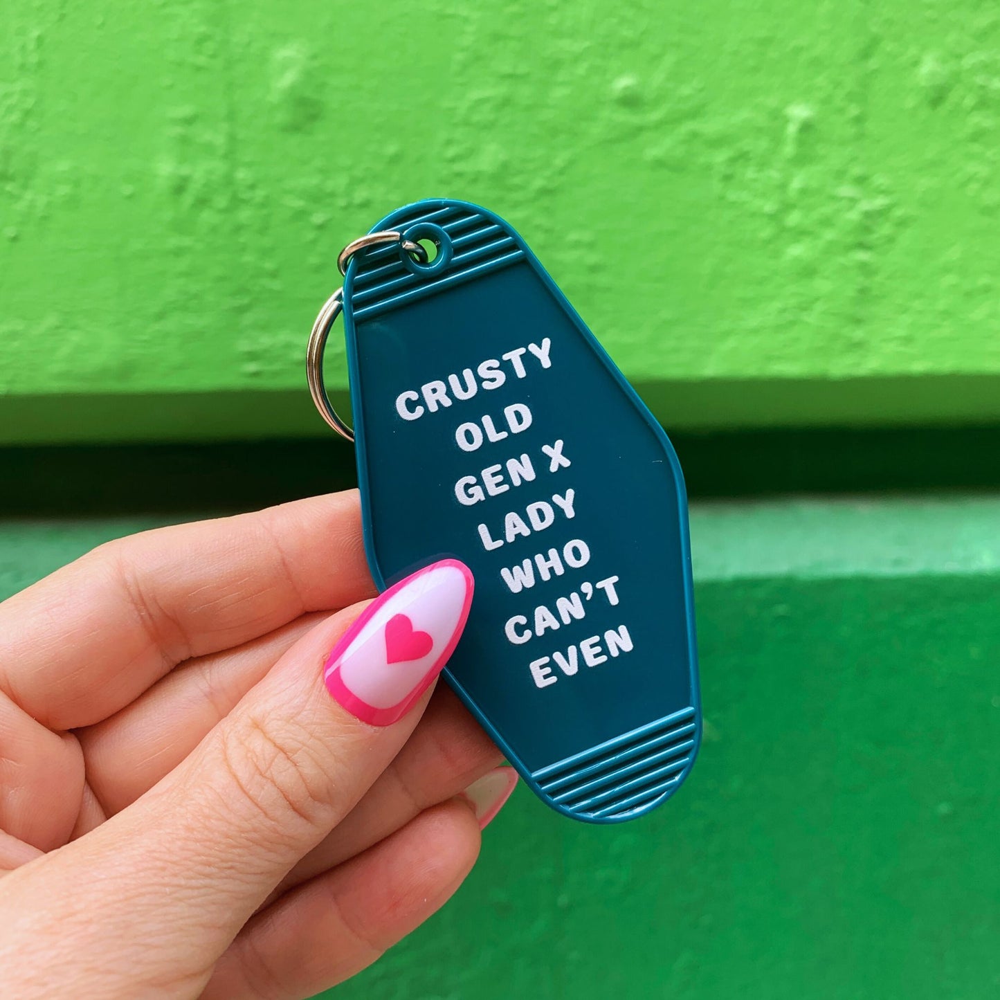 Black Friday Sale - Crusty Old Gen X Lady Who Can't Even Motel Keychain in Blue