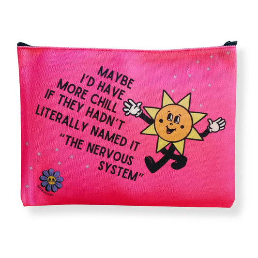 Black Friday Sale - GetBullish Maybe I'd Have More Chill Canvas Zipper Pouch 9.5" x 7" | Cosmetics Bag or Pencil Case