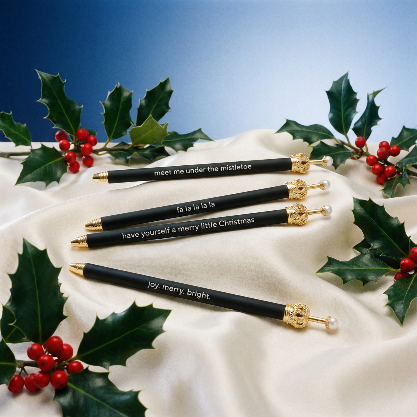 Black Holiday Crown Pen Set of 12 | Giftable Quote Pens | Novelty Office Desk Supplies