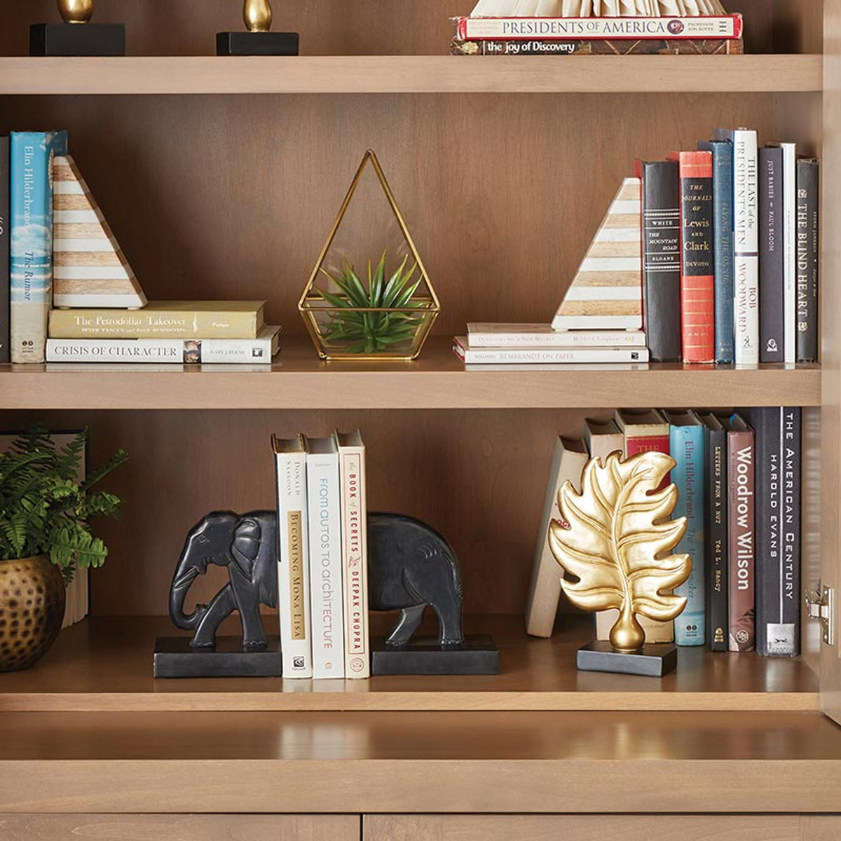 Black Marble Elephant Bookend | Elegant Modern Home & Office Décor