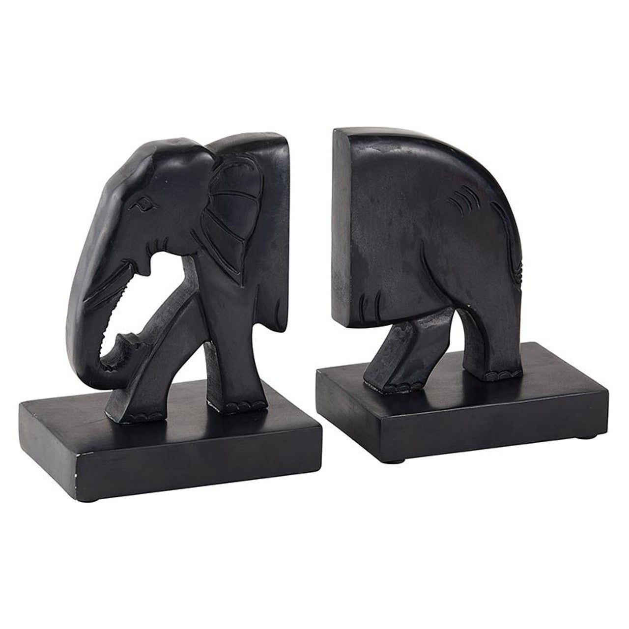 Black Marble Elephant Bookend | Elegant Modern Home & Office Décor