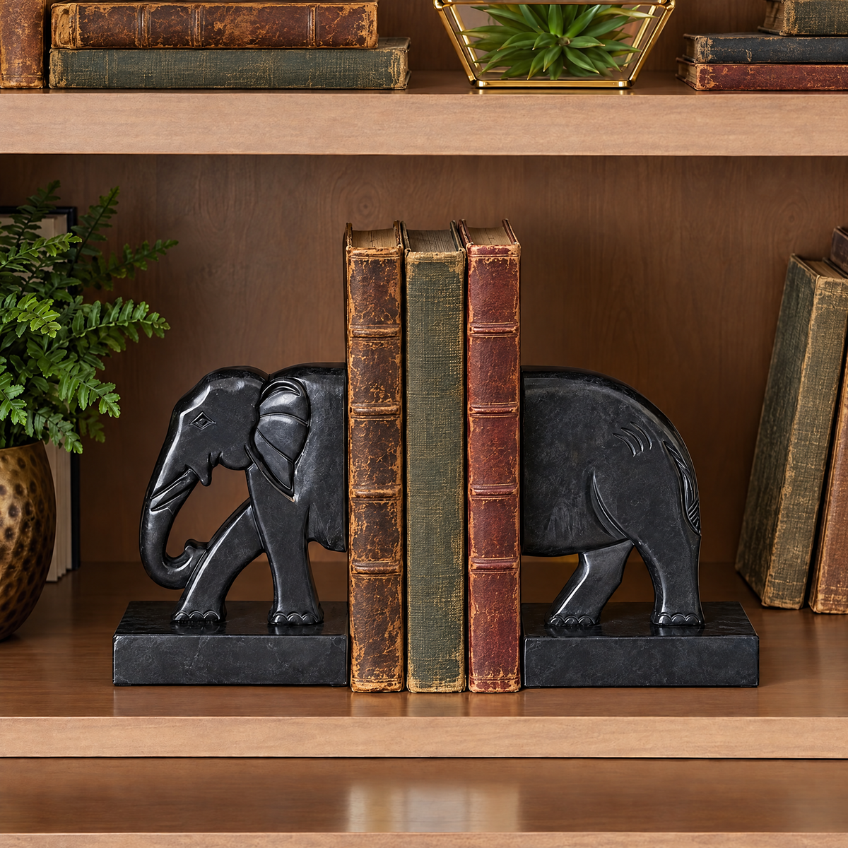 Black Marble Elephant Bookend | Elegant Modern Home & Office Décor-47th & Main-The Bullish Store