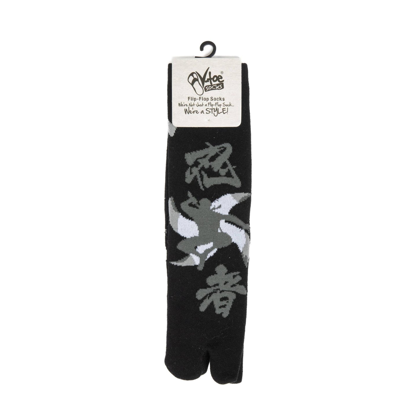 Black Ninja Split Toe Tabi Socks | Japanese Style Big Toe Crew Socks for Sandals & Flip Flops