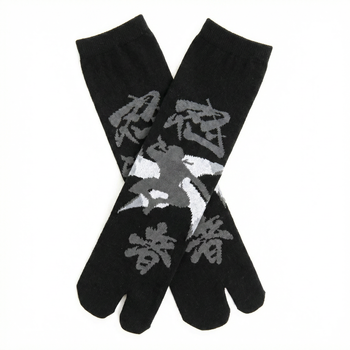 Black Ninja Split Toe Tabi Socks | Japanese Style Big Toe Crew Socks for Sandals & Flip Flops