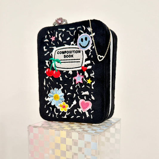 Black Notebook Velvet Jewelry Travel Case-Living Royal-The Bullish Store